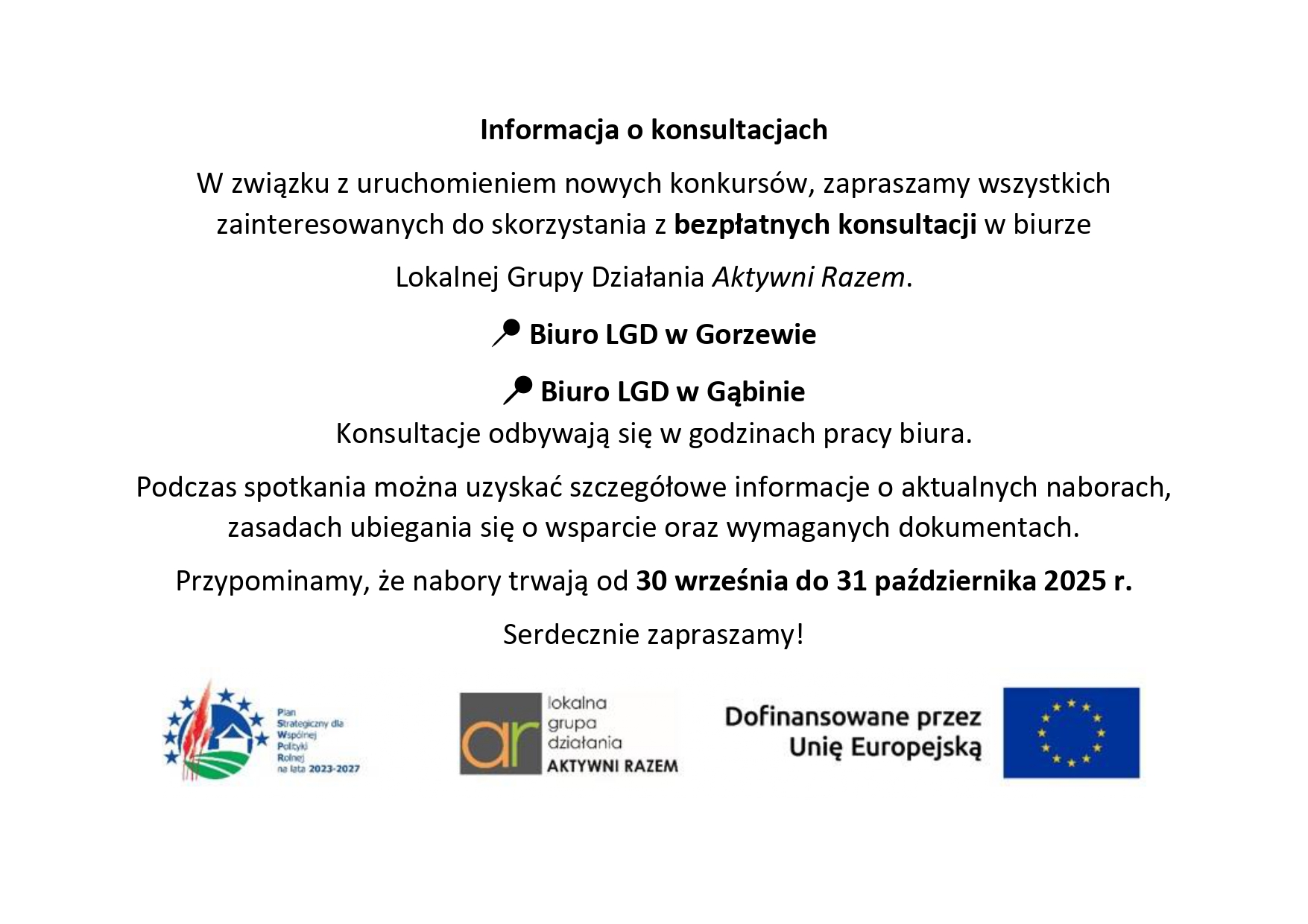 Informacja o konsultacjach