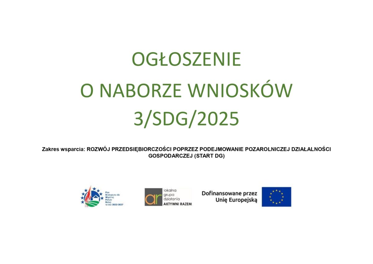 OGŁOSZENIE O NABORZE WNIOSKÓW 3/SDG/2025