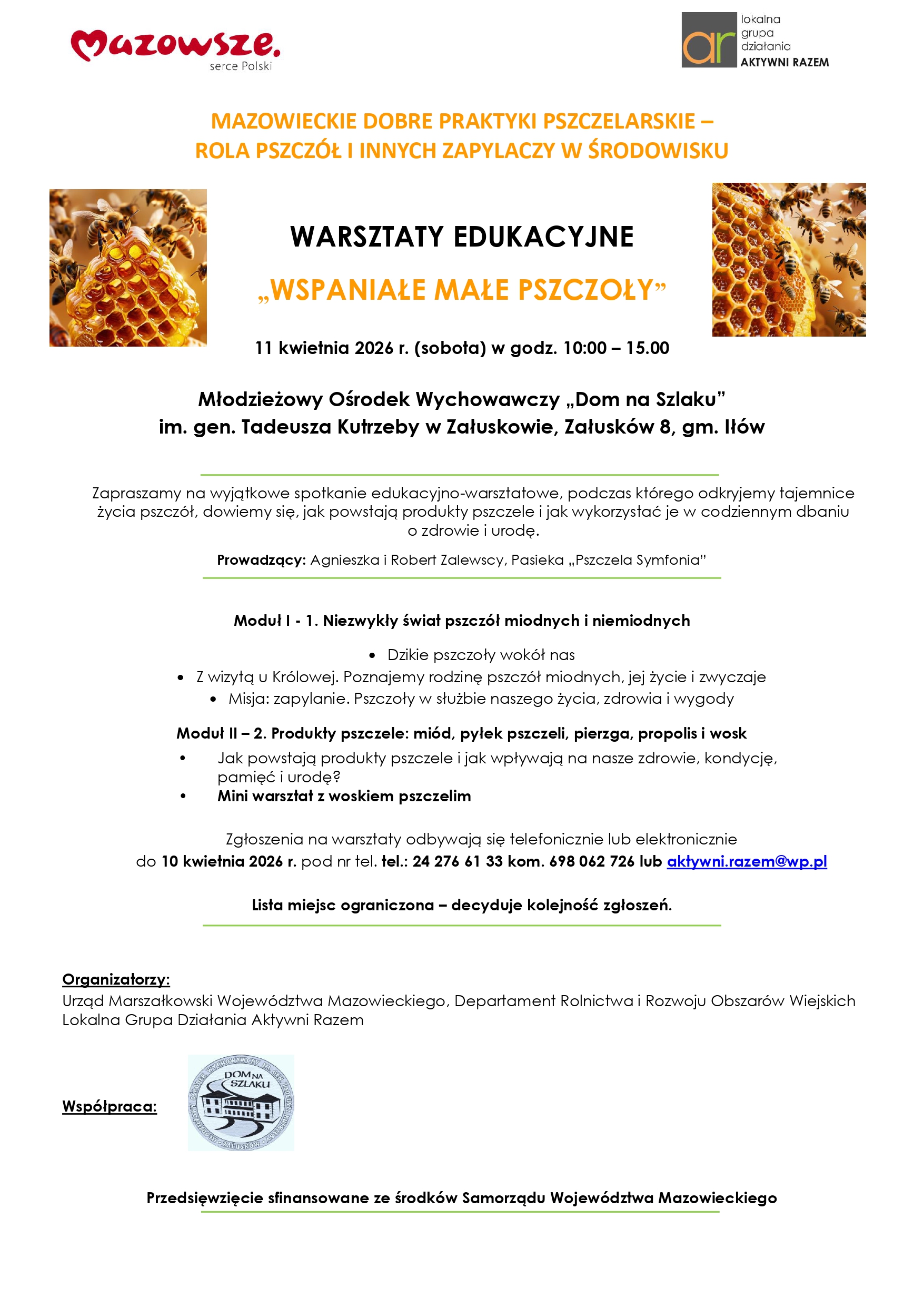 Zaproszenie na warsztaty pszczelarskie